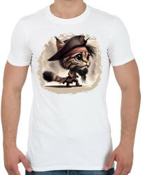 printfashion Hiúz Jack Sparrow kapitány jelmezben - Férfi póló - Fehér (15717283)