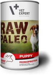 VetExpert Hrana umeda pentru caini RAW PALEO Puppy, conserva monoproteica, carne de vita, 400 g