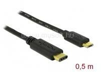 Delock kábel USB 2.0 Type-C male > USB 2.0 Type Micro-B male 0.5m fekete (DL83333) (DL83333)