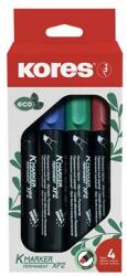 Kores Alkoholos marker készlet, 1-3 mm, vágott, KORES „Eco K-Marker, 4 különböző szín (IK20784)