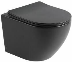 Rune Vas wc suspendat negru mat Rune Ivaldi Tornado rimless, cu sistem vortex si capac slim softclose (5940541330424)