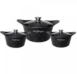 Cheffinger Set cratite aluminiu Cheffinger CF-KC01, 6 piese, 2 L, 3.5 L, 5.7 L, interior marmorat