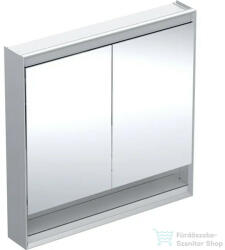 Geberit ONE 90x90 cm-es kétajtós tükrös szekrény ComfortLight világítással, nyitott polccal, eloxált alumínium 505.833. 00.1 (505833001)
