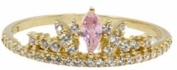 Aczél Zálogház és Ékszerszalon Új rózsaszín-fehér köves koronás arany gyűrű