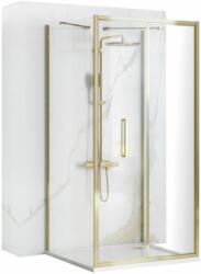 Rea Rapid Fold, 3 falú zuhanykabin 100 (ajtó) x 100 (fal) x 100 (fal) x 195 cm, 6/4mm átlátszó üveg, arany fényes profil, KPL-09408 (KPL-09408)