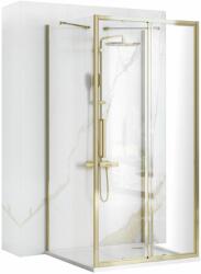 Rea Rapid Slide, 3 falú zuhanykabin 110 (ajtó) x 80 (fal) x 80 (fal) x 195 cm, 6 mm átlátszó üveg, arany fényes profil, KPL-09419 (KPL-09419)