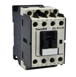  GANZ KK DL-K4-01 3 pólusú mágneskapcsoló, 1 db beépített nyitó segédérintkezővel, 240V, 4kW (AC-3 400V), 45×78×85mm ( GANZ 110-0002-360-DL ) (110-0002-360-DL)