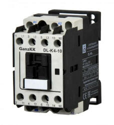 GANZ KK DL-K4-10 3 pólusú mágneskapcsoló, 1 db beépített záró segédérintkezővel, 125V, 4kW (AC-3 400V), 45×78×85mm ( GANZ 100-0002-270-DL ) (100-0002-270-DL)