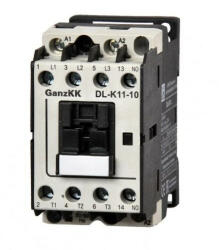  GANZ KK DL-K11-10 3 pólusú mágneskapcsoló, 1 db beépített záró segédérintkezővel, 24V, 11kW (AC-3 400V), 45×78×85mm ( GANZ 400-0002-010-DL ) (400-0002-010-DL)