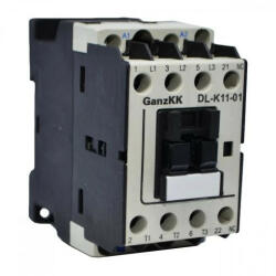  GANZ KK DL-K11-01 3 pólusú mágneskapcsoló, 1 db beépített nyitó segédérintkezővel, 230V, 11kW (AC-3 400V), 45×78×85mm ( GANZ 410-0002-350-DL ) (410-0002-350-DL)