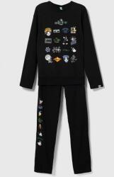 United Colors of Benetton gyerek pamut pizsama x Disney fekete, mintás - fekete 150