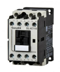  GANZ KK DL-K7-10 3 pólusú mágneskapcsoló, 1 db beépített záró segédérintkezővel, 36V, 7, 5kW (AC-3 400V), 45×78×85mm ( GANZ 300-0002-190-DL ) (300-0002-190-DL)
