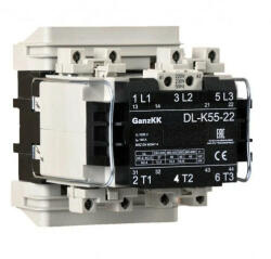  GANZ KK DL-K55-22 3 pólusú mágneskapcsoló, 2 db beépített záró és 2 db beépített nyitó segédérintkezővel, 24V, 55kW (AC-3 400V), 108×124×140mm ( GANZ 200-4518-010-DL ) (200-4518-010-DL)