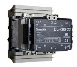  GANZ KK DL-K90-22 3 pólusú mágneskapcsoló, 2 db beépített záró és 2 db beépített nyitó segédérintkezővel, 220V, 90kW (AC-3 400V), 148×179×179mm ( GANZ 200-4523-050-DL ) (200-4523-050-DL)