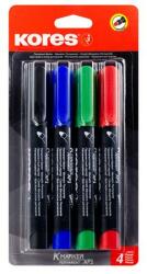 Kores Alkoholos marker készlet, 3 mm, kúpos, KORES Eco K-Marker , 4 különböző szín (20764) - kellekanyagonline
