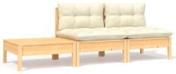 vidaXL Set mobilier grădină cu perne crem, 3 piese, lemn masiv de pin (806682) - comfy