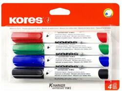 Kores Tábla- és flipchart marker készlet, 3 mm, kúpos, KORES ECO K-Marker XW1 , 4 különböző szín (20724) - molnarpapir
