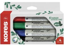 Kores Tábla- és flipchart marker készlet, 3-5 mm, vágott, KORES ECO K-Marker XW2 , 4 különböző szín (20744) - molnarpapir