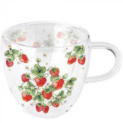 Ambiente Duplafalú borosilicate üvegcsésze - 250ml - Bunch of strawberries