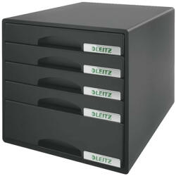 Leitz Fiókos irattároló, 5 fiókkal, műanyag Leitz Plus fekete (52110) - iroszer24