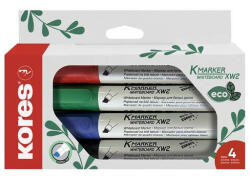 Kores Tábla- és flipchart marker készlet, vágott, KORES "Eco K-Marker", 4 különböző szín (IK20744) - bestoffice