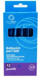 BLUERING Golyóstoll 0, 8mm, nyomógombos műanyag kék test, S88, Bluering® írásszín kék (F-8829) - best-toner