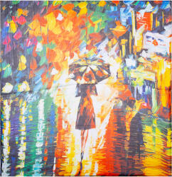 Shopika Esarfa patrata cu o singura fata cu imprimeu fata cu umbrela noaptea Multicolor
