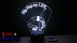 Love & Lights Hip-Hop táncoslány mintás 3D lámpa kérhető felirattal