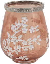 Clayre & Eef Set 2 vaze flori sticla roz alba 9x10 cm (6GL3498)
