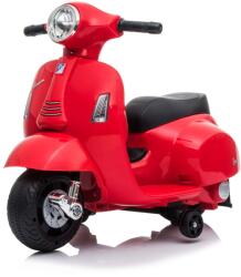 Beneo Motocicletă electrică Vespa GTS, roșie, cu roți ajutătoare, Model cu licență, Baterie 6V, Scaun piele, motor 30W