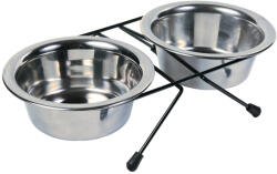 TRIXIE Set 2 Castroane Inox Cu Suport Metalic, 2×0.45 l/ 13 cm/28x6x15 cm, 24831