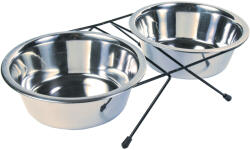 TRIXIE Set 2 Castroane Inox Cu Suport Metalic, 2×1.8 l/ 21 cm/44x9x23 cm, 24833