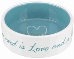 TRIXIE Castron Ceramic, Pet's Home, 0.3 l/ 12 cm, Crem/Albastru Petrol, 25050