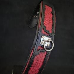 Bestia Zgarda Red Dragon, Piele Naturala, XL, Negru - petshopmarcu