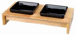 TRIXIE Set 2 Castroane Ceramice Cu Suport Lemn, 2x0.2 l/ 10x10 cm/ 28x5x15, Negru/Maro, 24820