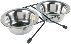 TRIXIE Set 2 Castroane Inox Cu Suport Metalic, 2x0.2 l/11 cm/24x6x14 cm, 24830