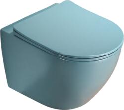 Foglia Set vas wc rimless suspendat, semirotund, Foglia Oslo si capac softclose verde turcoaz mat (B2342MLG)