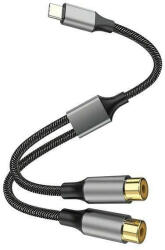 4smarts kábel Audio USB-C - 2x cinch aljzat 20cm textil fekete 456903