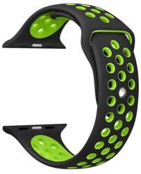 Curea sport Apple Watch 42mm Series 1, 2, 3, 4 sau 5 de 44mm silicon negru cu verde