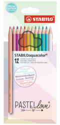 STABILO akvarell ceruza készlet, pasztell színű, 12db/csomag