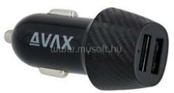 Avax CC301B CARLY 2x USB A 12W autós töltő (fekete) (5999574480248) (5999574480248)