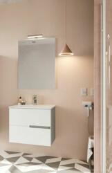Savinidue Eva 60cm-es 2 fiókos fürdőszobaszekrény fényes fehér & szürke tölgy+ mosdó - mindigbutor