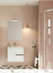 Savinidue Eva 60cm-es 2 fiókos fürdőszobaszekrény fényes fehér & füstölt tölgy + mosdó - mindigbutor