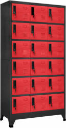 vidaXL antracitszürke-piros acél zárható szekrény 90 x 40 x 180 cm (339833)