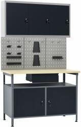 vidaXL Работна маса с три стенни панела и един шкаф (3053437)