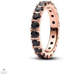 Pandora 14k rózsaarany szikrázó örökkévalóság gyűrű fekete kristállyal 48-as méret - 180050C02-48