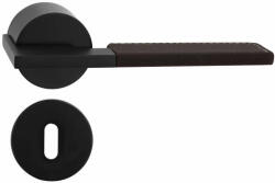 Perfekto G02 Körrozettás Exkluzív Barna bőrbetétes kilincsgarnitúra fekete (50-601186-51)