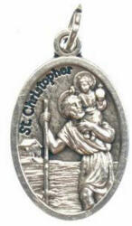  Szent Kristóf ezüst színű fém érem, 22 mm (13322090)