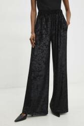 Answear Lab pantaloni de catifea culoarea negru, lat, high waist BPYH-SPD003_99X