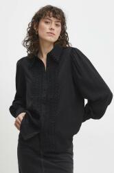 ANSWEAR cămașă de damă, culoarea negru, regular, cu guler clasic BBYH-KDD00M_99X